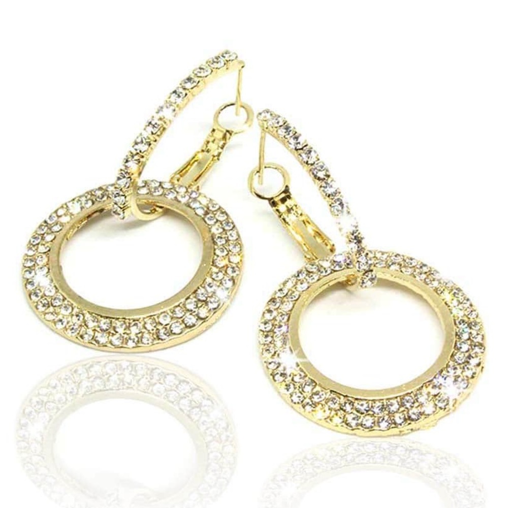 NIB Divinely crystal and gold tone earrings